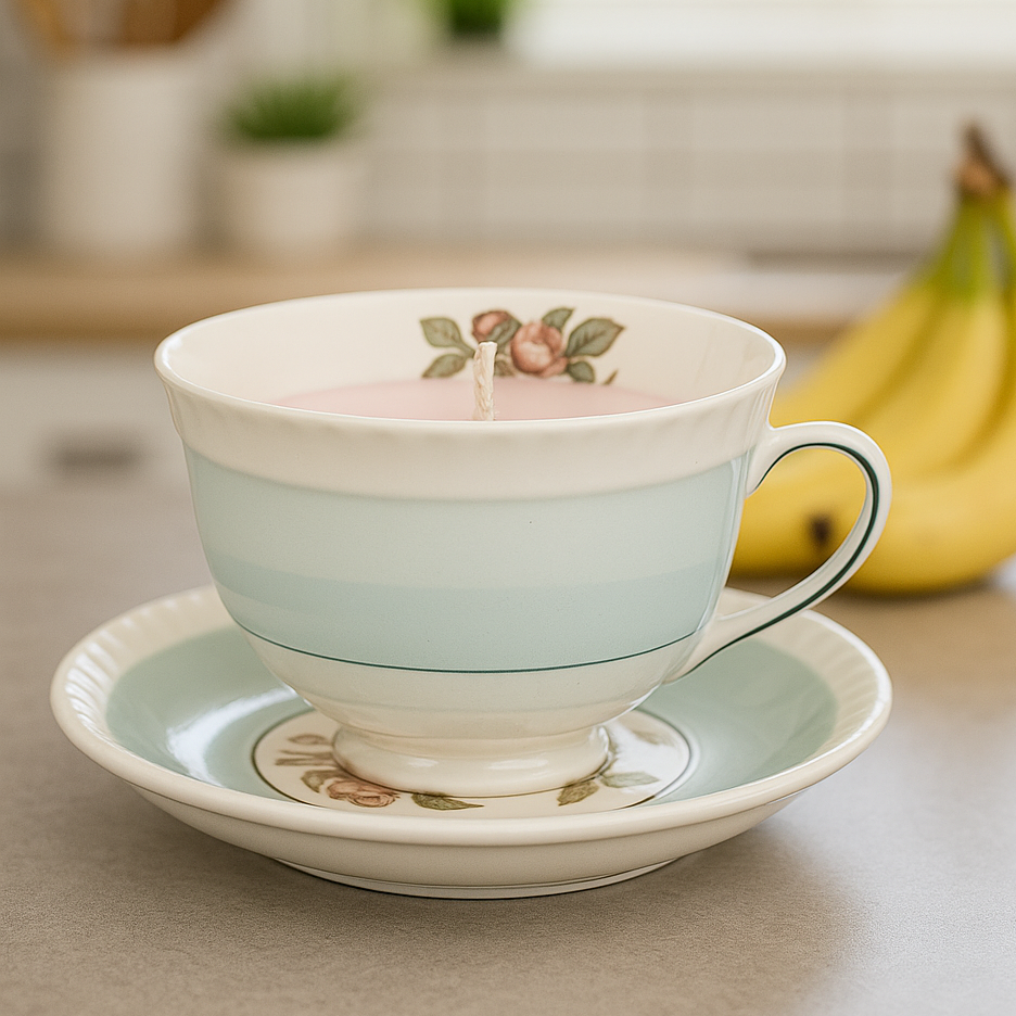 Old English Rose Teacup & Saucer (Banana Nut Bread)